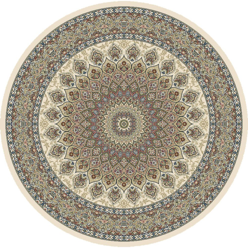 Dynamic Rugs 57090-6484 Ancient Garden 7.1 Ft. X 7.1 Ft. Round Rug in Ivory